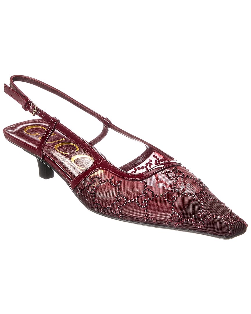 Gucci Gg Mesh & Suede Slingback Pump