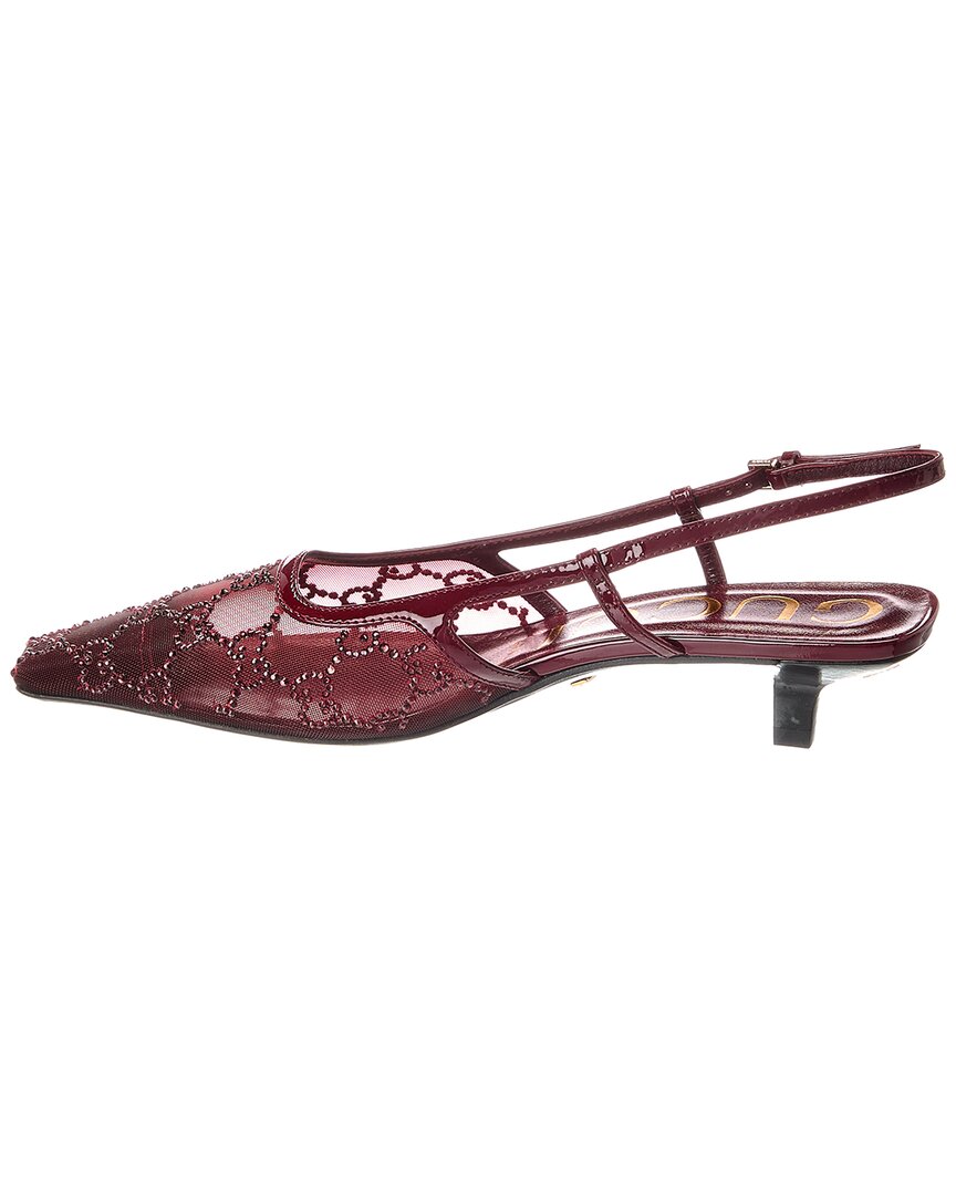 Gucci Gg Mesh & Suede Slingback Pump