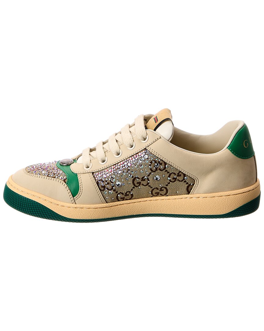 Gucci Screener Gg Crystal Canvas & Leather Sneaker
