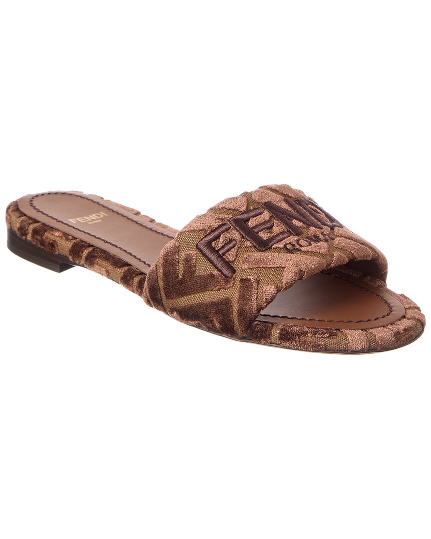 Fendi Shoe Sunshine Velvet Sandal 3 Brown Shoes