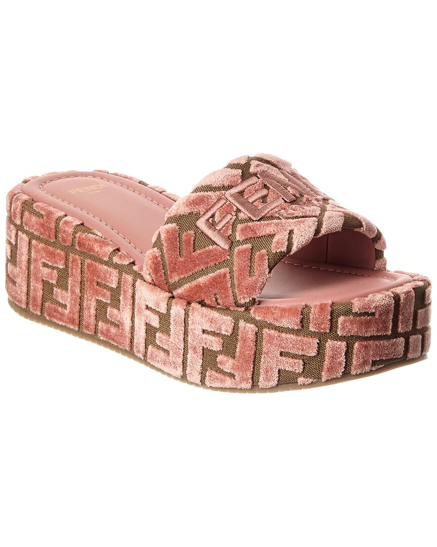 Fendi Shoe Sunshine Velvet Platform Sandal 2 Brown Shoes