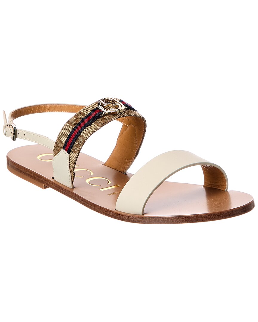 Gucci Interlocking G Gg Canvas & Leather Sandal