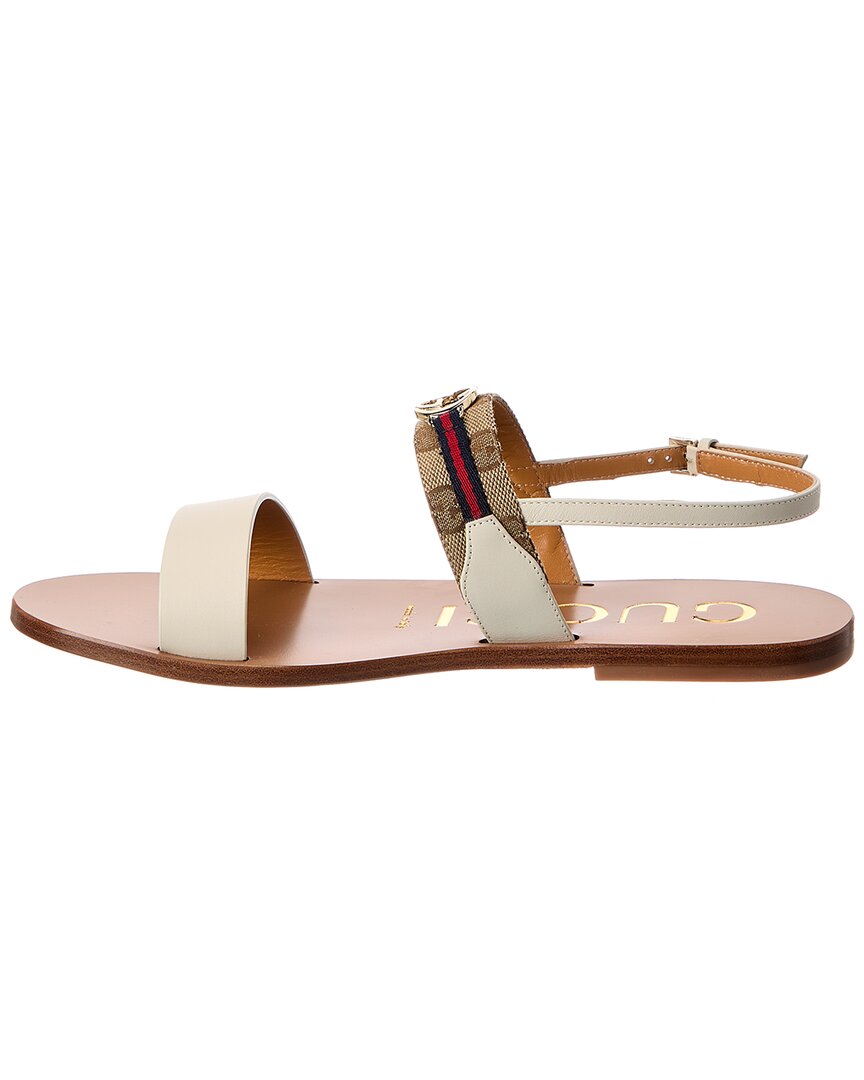 Gucci Interlocking G Gg Canvas & Leather Sandal