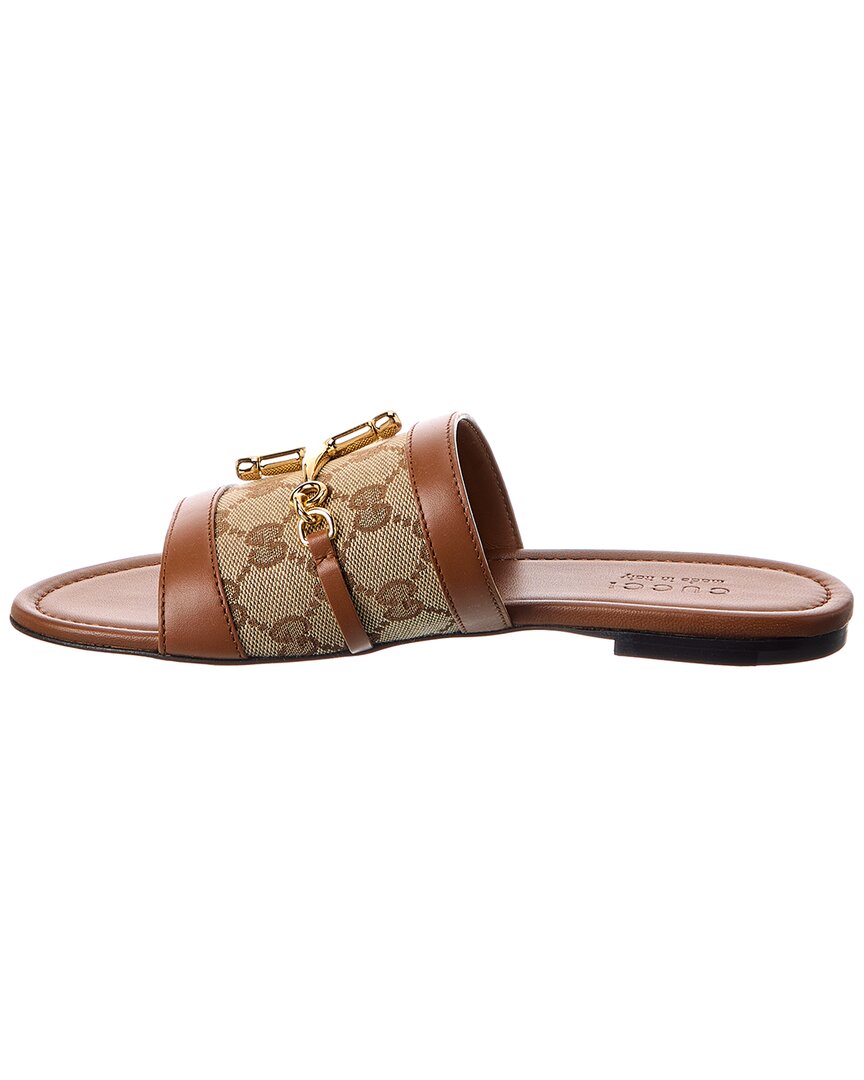 Gucci Gg Canvas & Leather Sandal