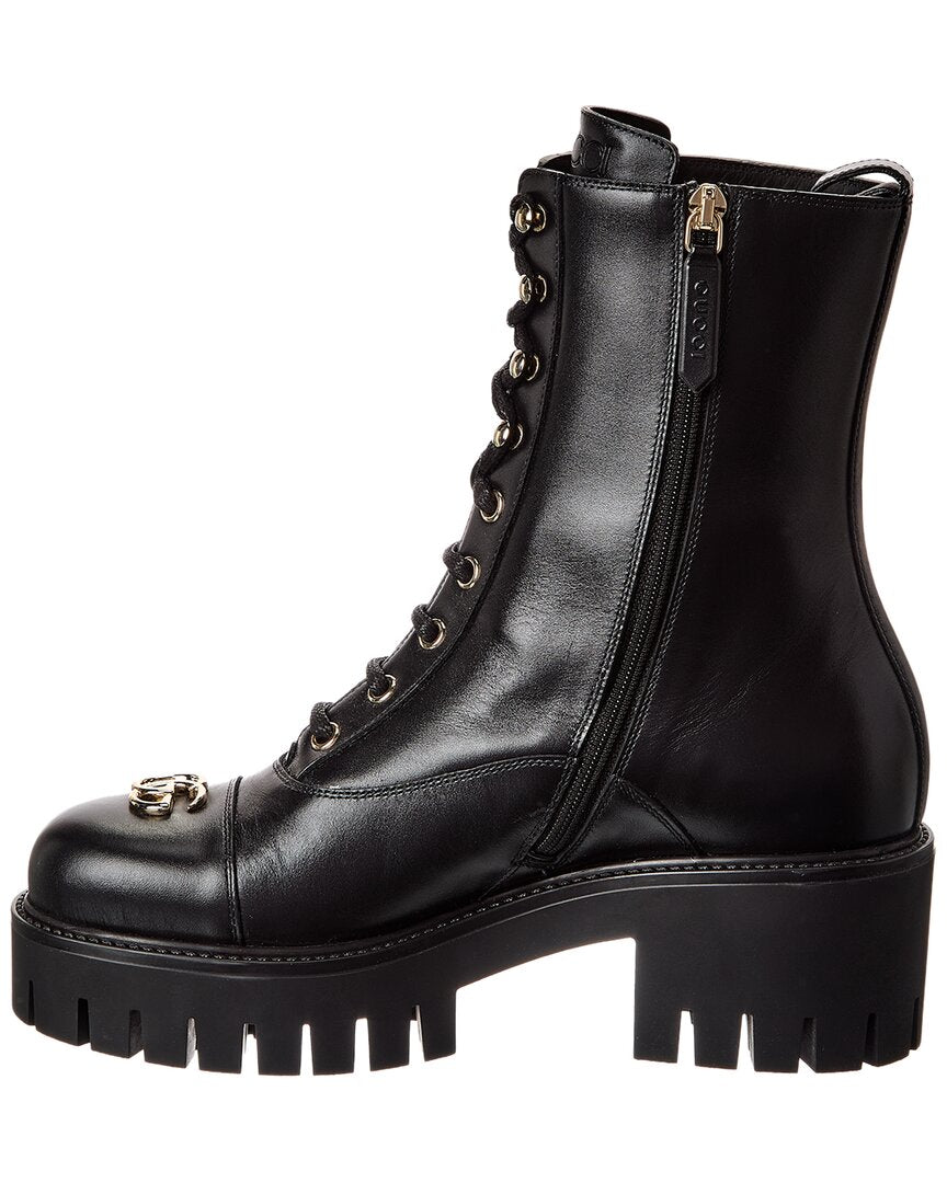 Gucci Lace-Up Leather Bootie