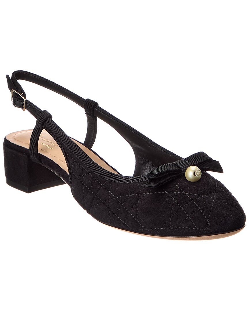 Dior Sling Bag Ballet Slingback Pump Suede Quilted Black Shoes