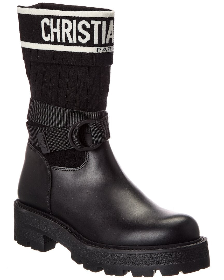 Dior Shoe D-Major Knit & Boot Leather Black Shoes