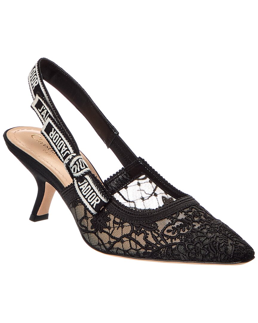 Dior Sling Bag J'a Lace Slingback Pump Black Shoes