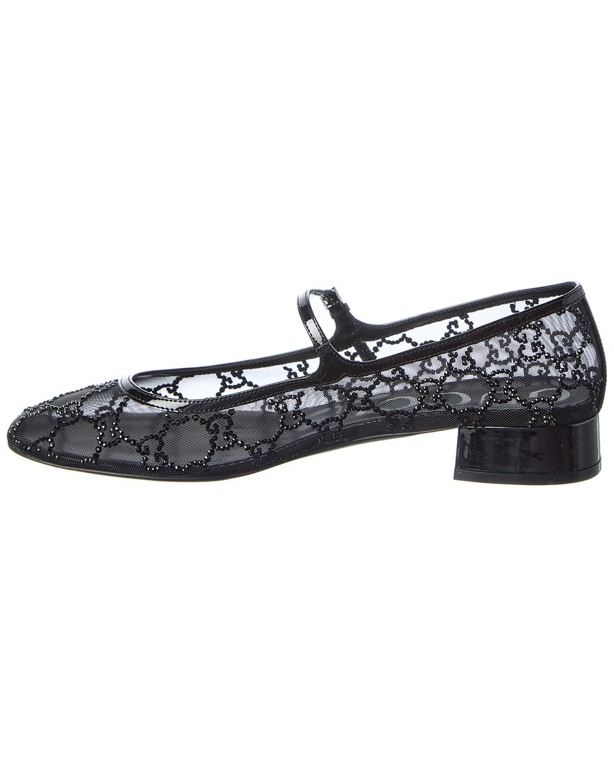Gucci Gg Crystal Mesh & Patent Ballet Flat