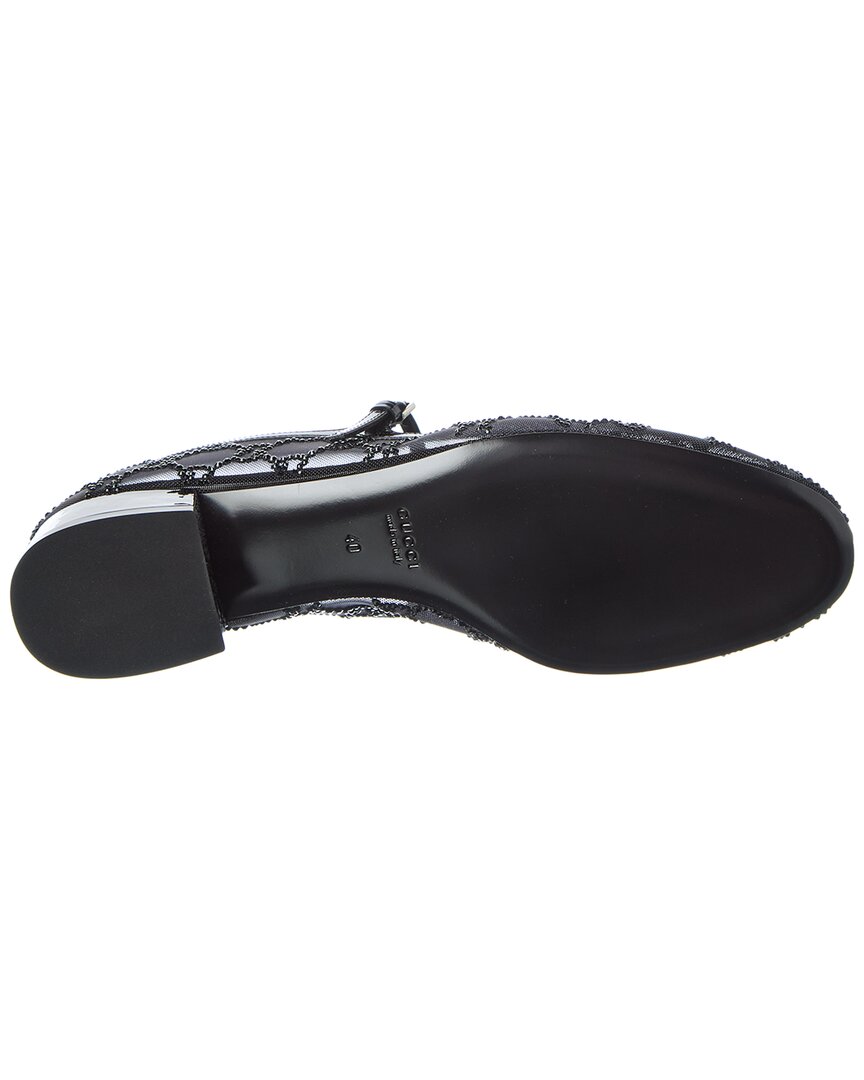 Gucci Gg Crystal Mesh & Patent Ballet Flat