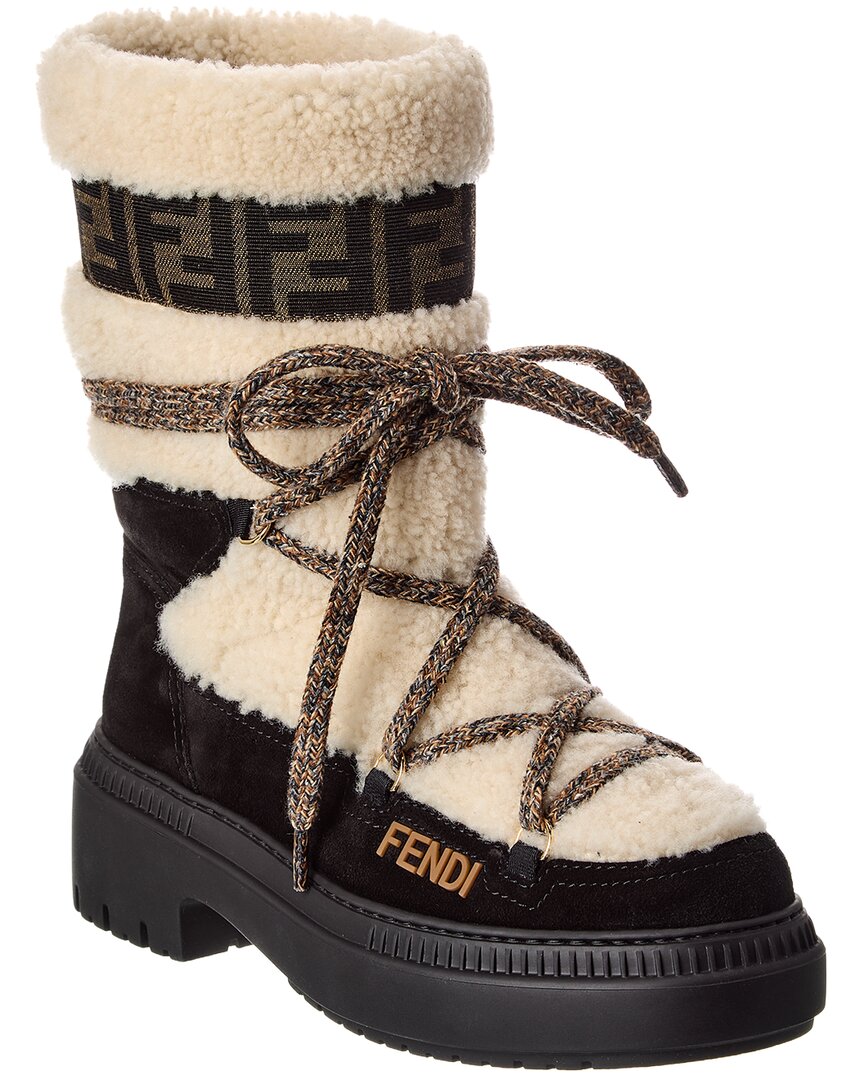 Fendi Shoe Apres Chic Boot Suede White Shoes