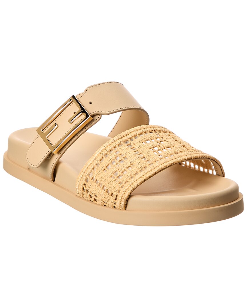 Fendi Shoe Feel Sandal 9 Leather Beige Shoes