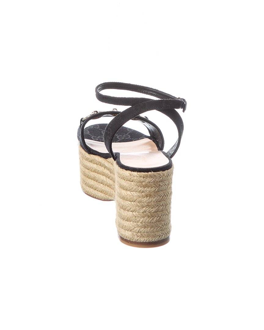 Gucci Horsebit Gg Canvas Wedge Sandal