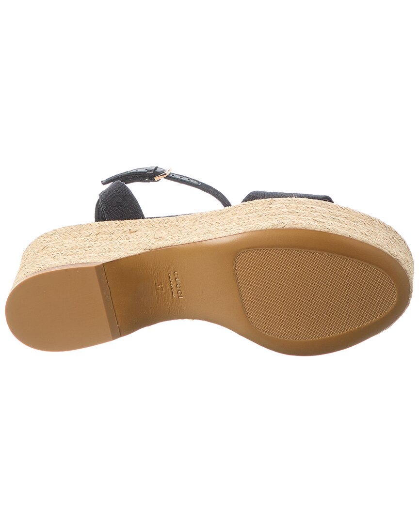 Gucci Horsebit Gg Canvas Wedge Sandal