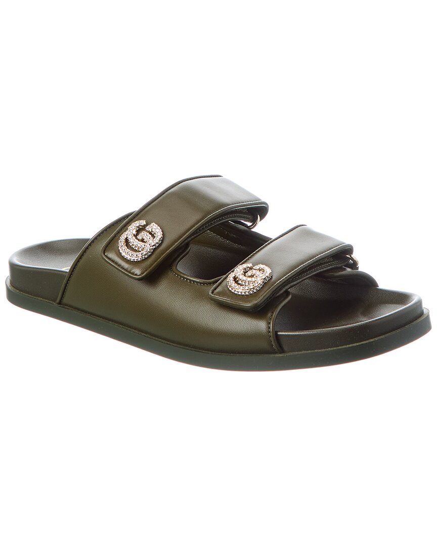 Gucci Crystal Double Gg Leather Sandal