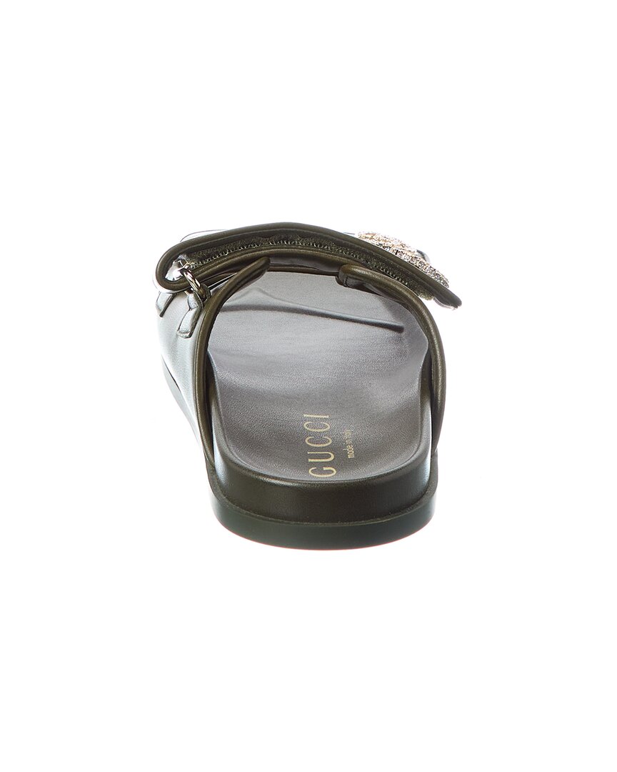 Gucci Crystal Double Gg Leather Sandal