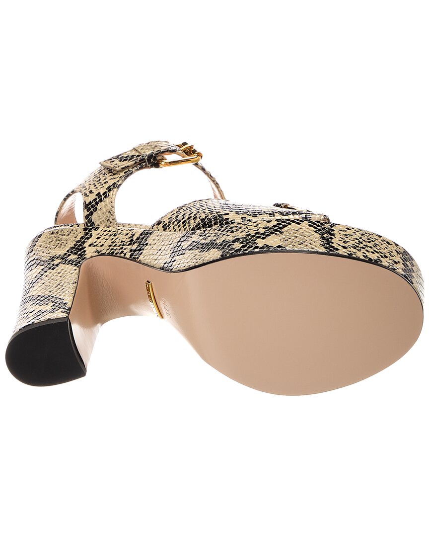 Gucci Horsebit Snake-Embossed Leather Platform Sandal