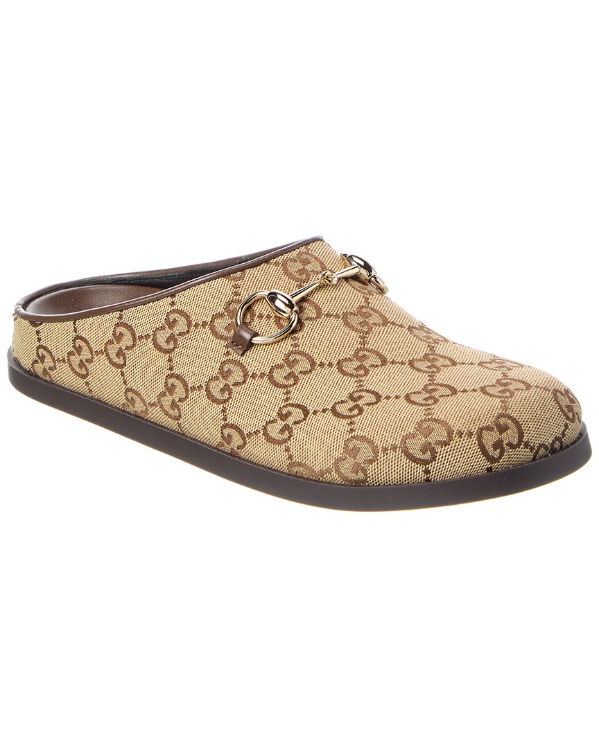 Gucci Horsebit Gg Canvas Mule