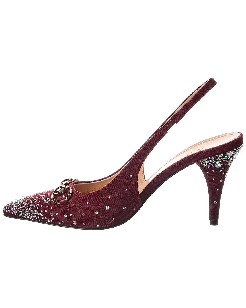 Gucci Horsebit Gg Canvas Slingback Pump