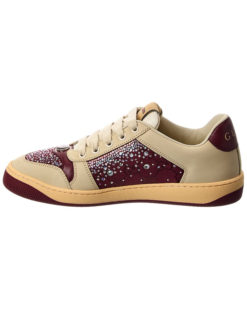 Gucci Screener Gg Crystal Canvas & Leather Sneaker