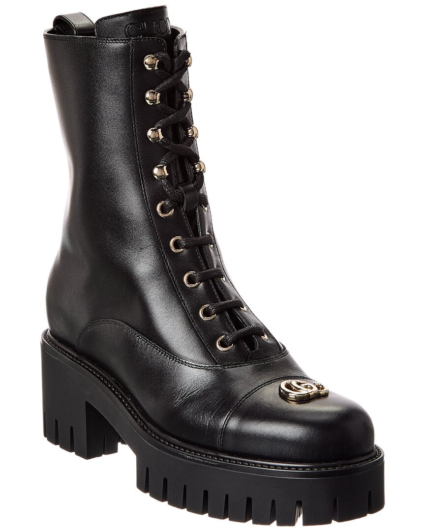 Gucci Lace-Up Leather Bootie