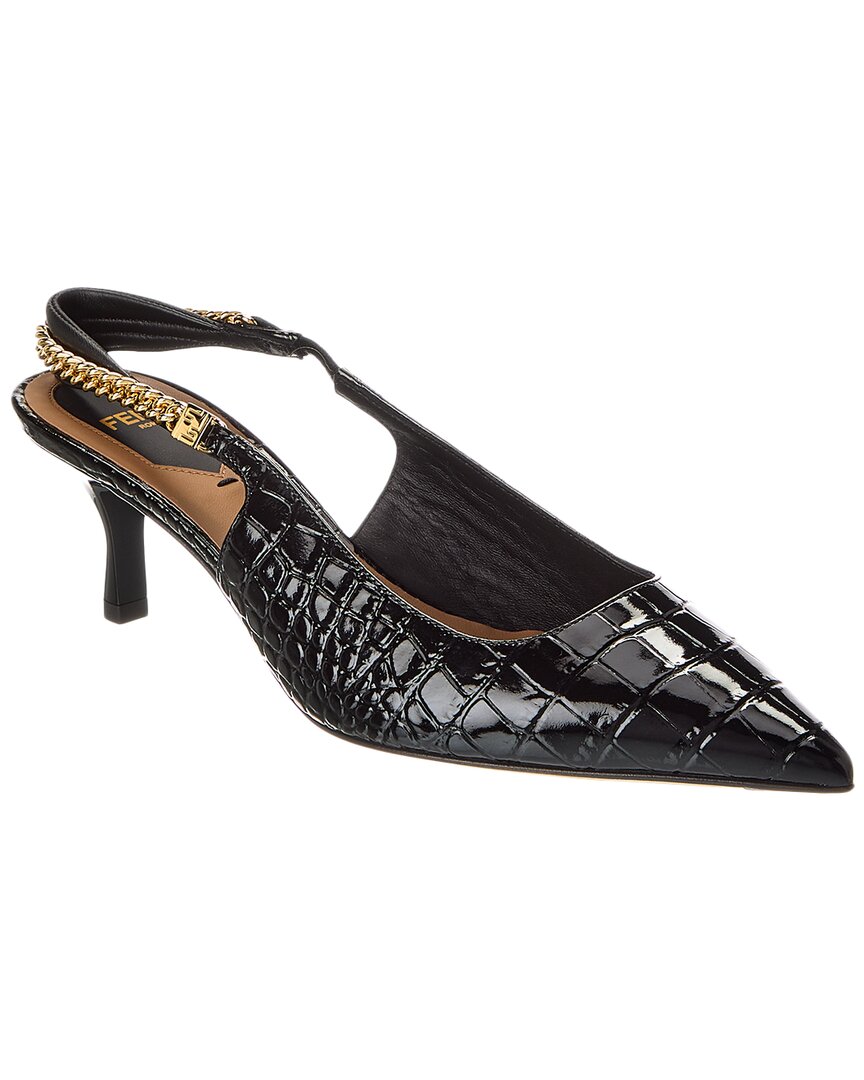 Fendi Sling Bag Colibri Lite Croc- Slingback Pump Patent Black Embossed Shoes