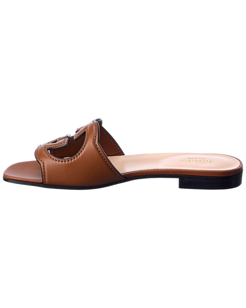 Gucci Interlocking G Cutout Leather Sandal