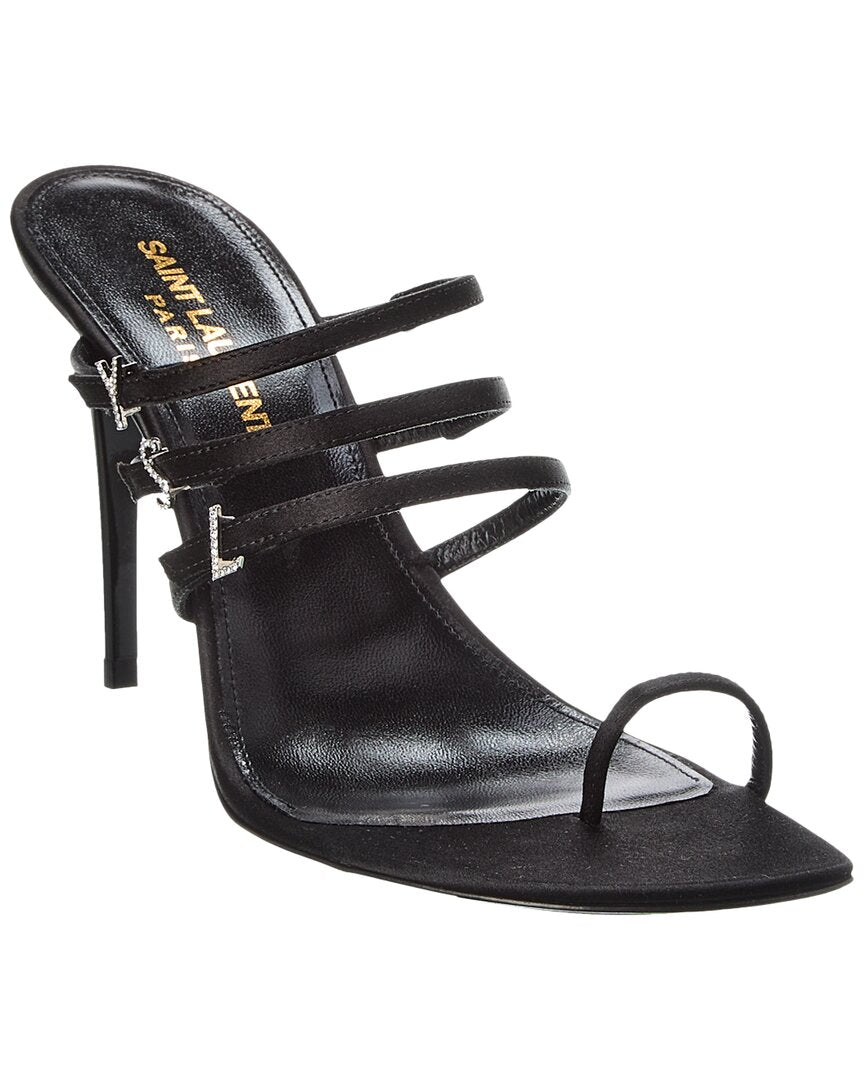 YSL Saint Laurent Jerry 95 Sandal Satin Black Shoes