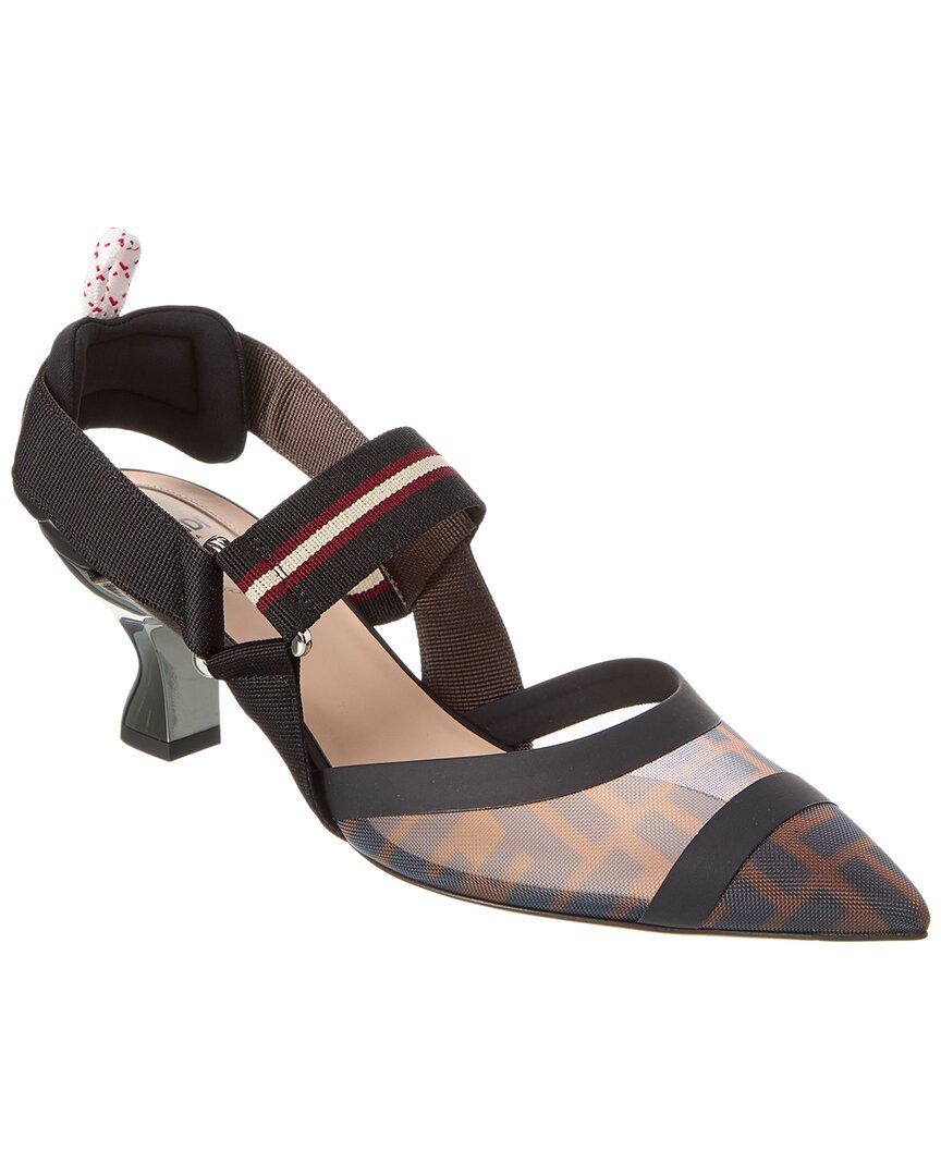 Fendi Sling Bag Colibri Mesh Slingback Pump 2 Brown Shoes