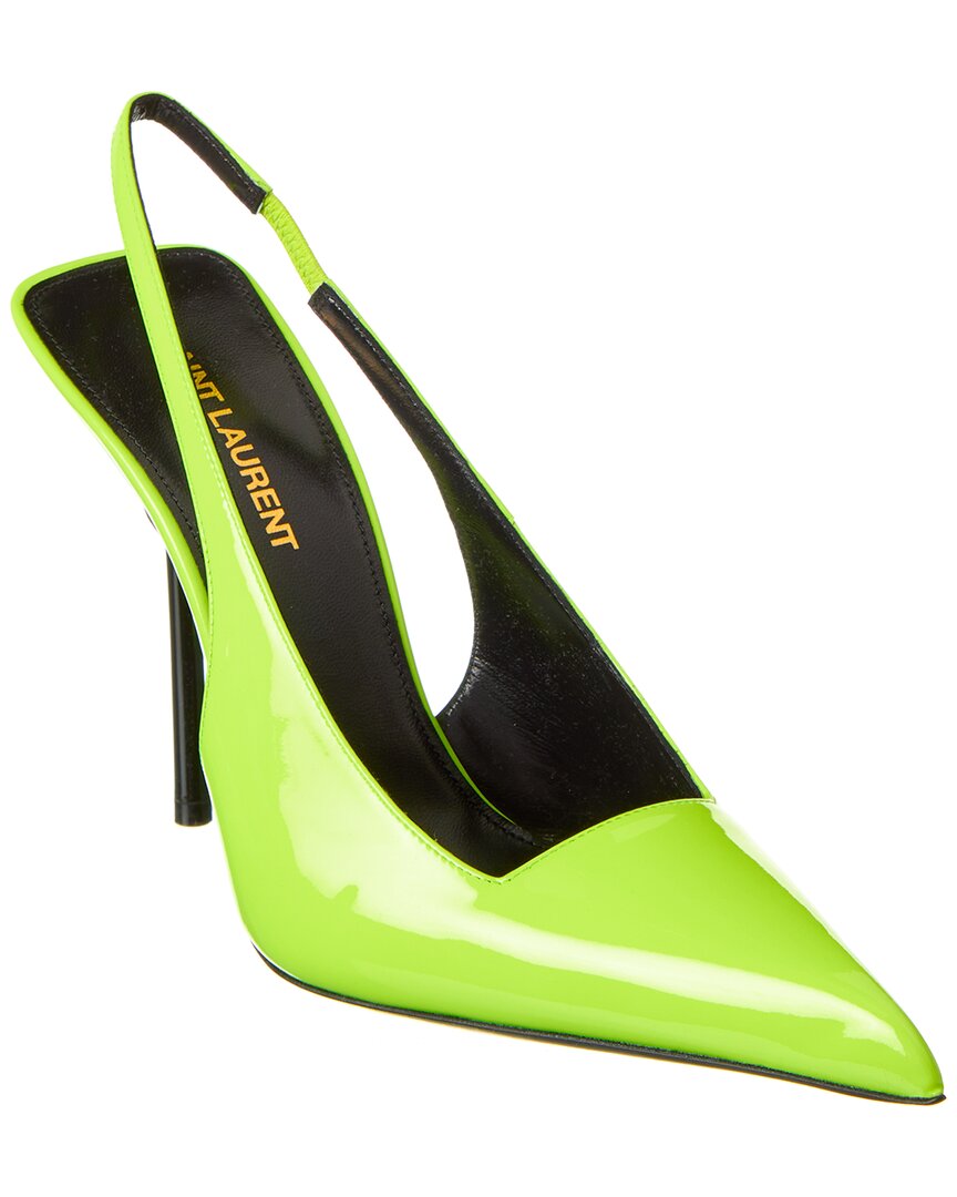 YSL Saint Laurent Sling Bag Kiss 105 Slingback Pump Leather Yellow Shoes