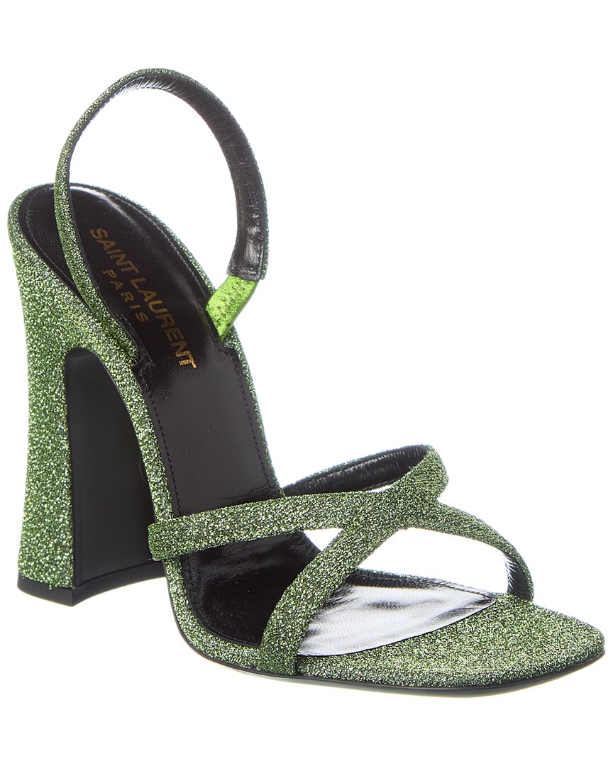 YSL Saint Laurent Sling Bag Arancha 110 Slingback Sandal Green Shoes