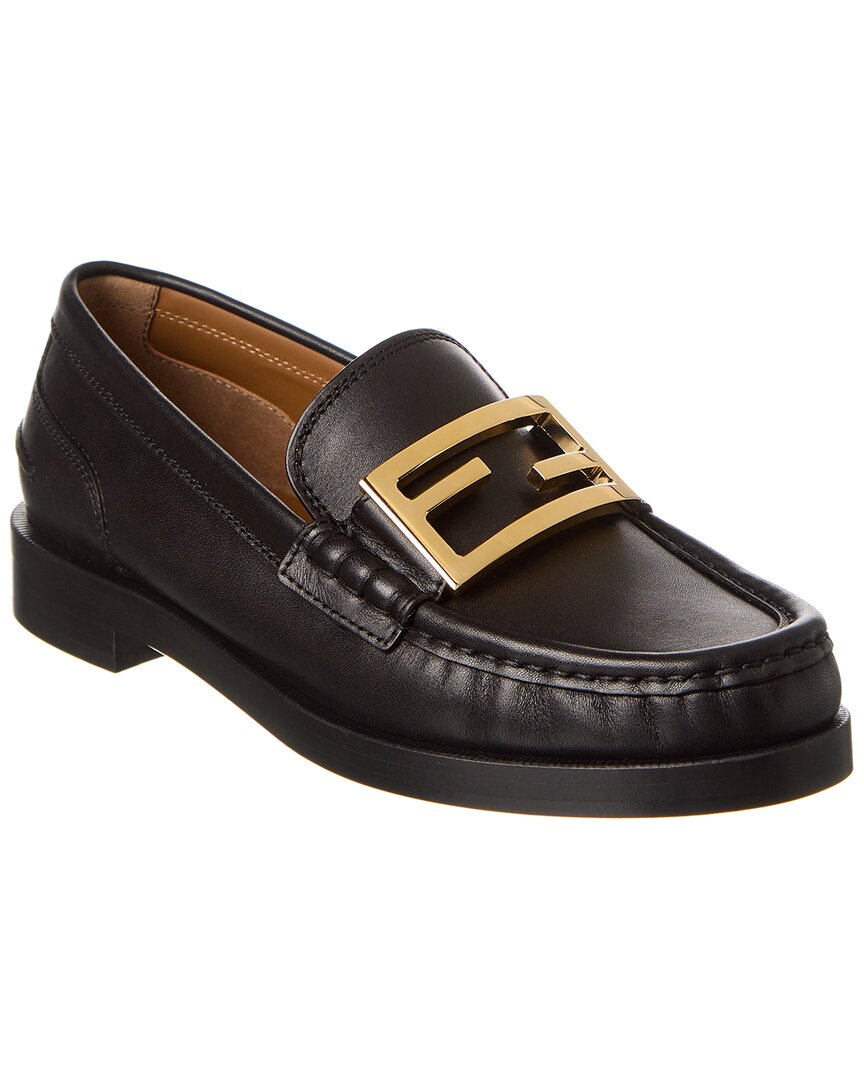 Fendi Shoe Baguette Loafer 5 Leather Black Shoes