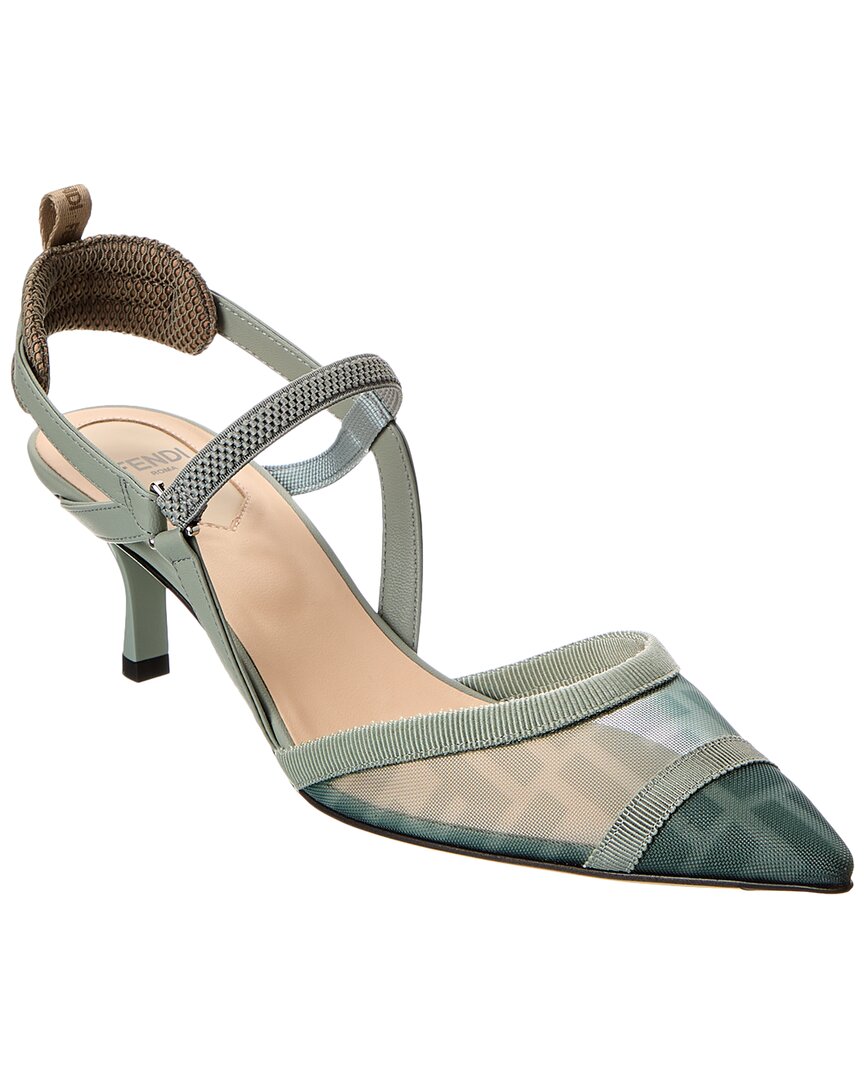 Fendi Sling Bag Colibri Lite Ff Mesh & Slingback Leather Gray Shoes Slingback Pump 5