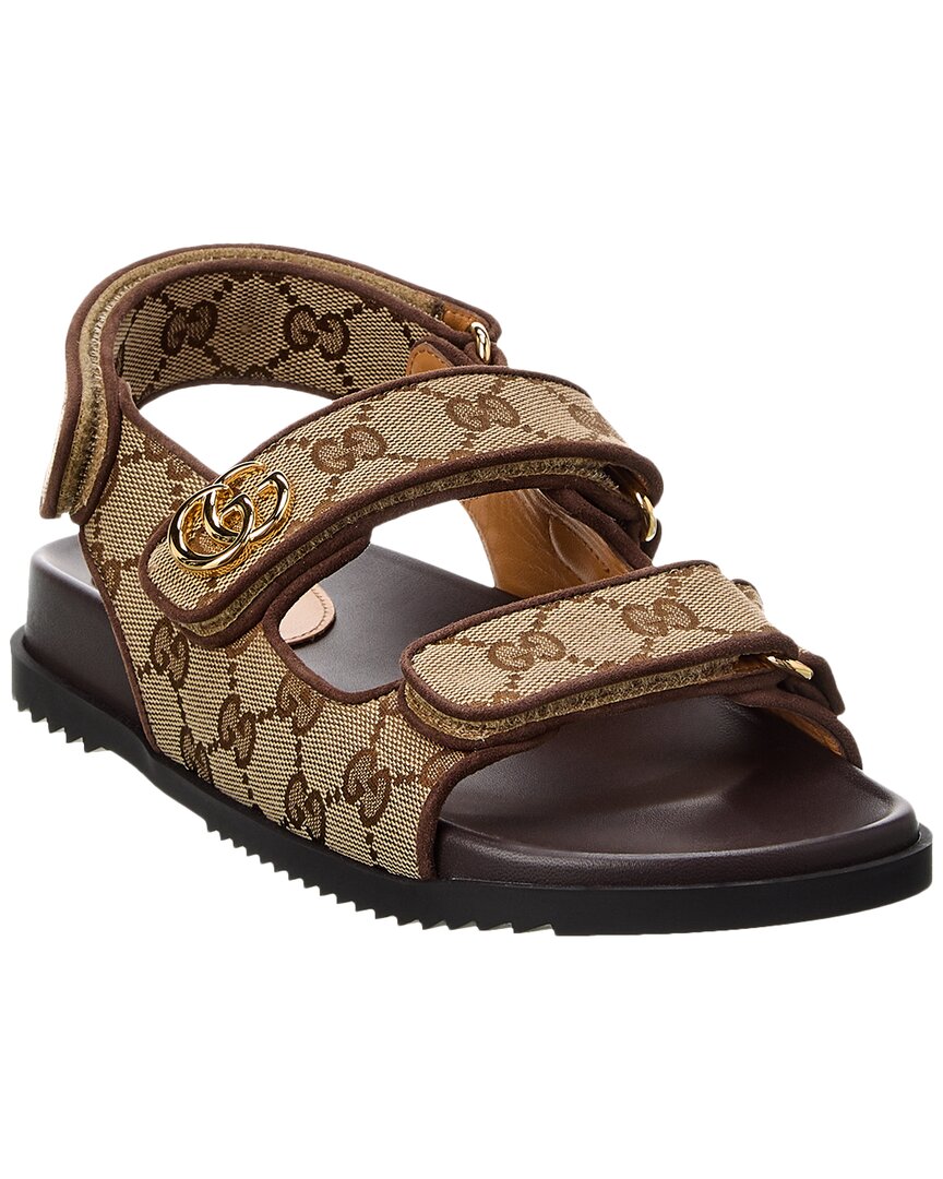 Gucci Gg Canvas & Leather Sandal