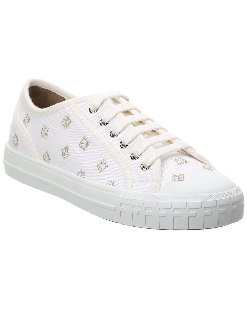 Fendi Shoe Domino Sneaker Canvas White Shoes