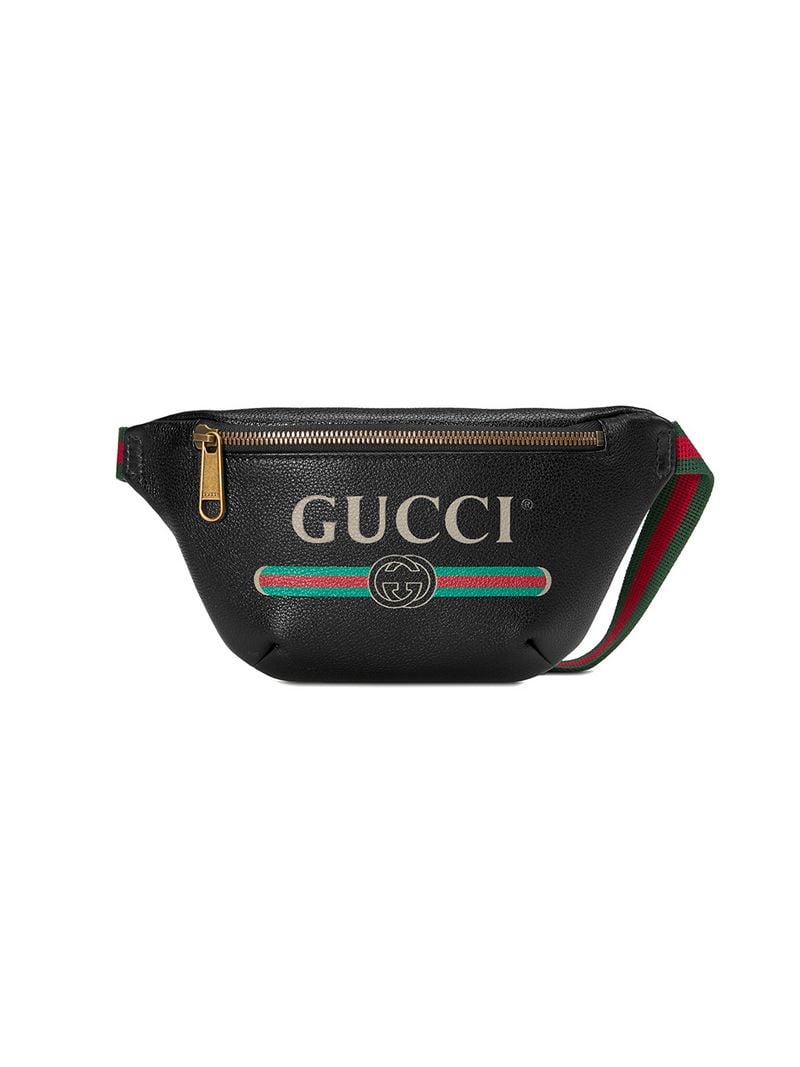 Gucci - Gucci print small belt bag - women - Brass/Cotton/Leather/Nylon - 75, 95 - Black