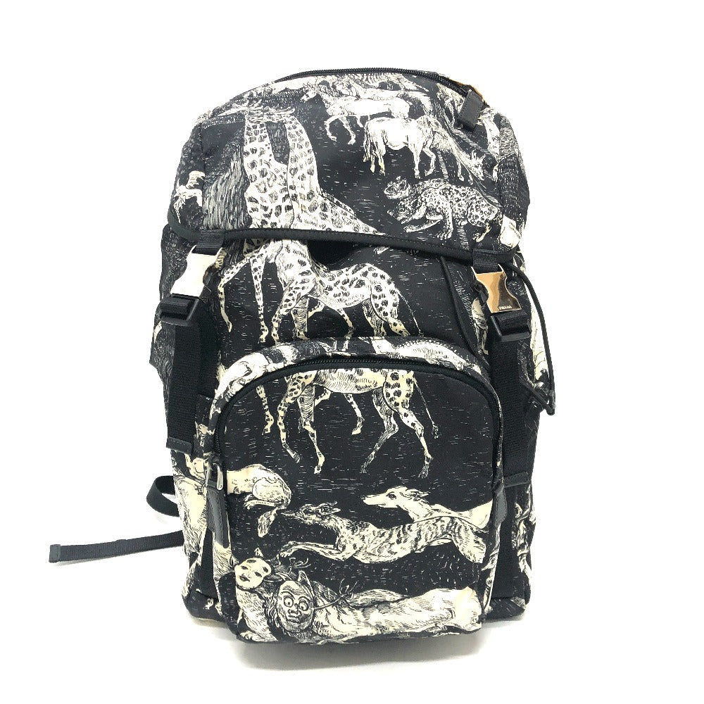 Backpack Animal Total Pattern Handbag Nylon Black
