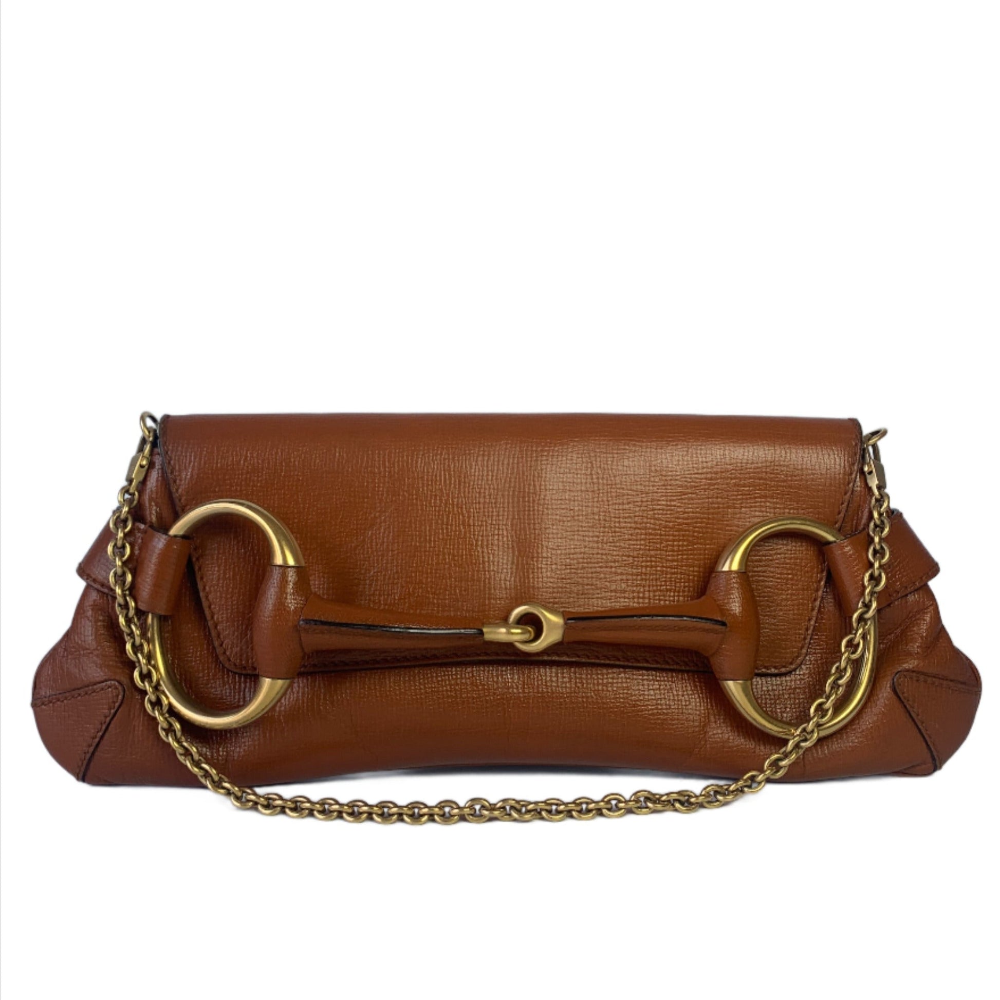 Gucci Horsebit Camel Leather Large Chain Shoulder Bag