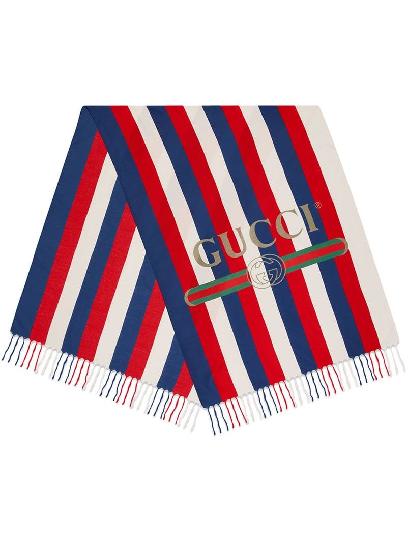 Gucci - Sylvie stripe modal silk scarf - men - Silk - One Size - Blue