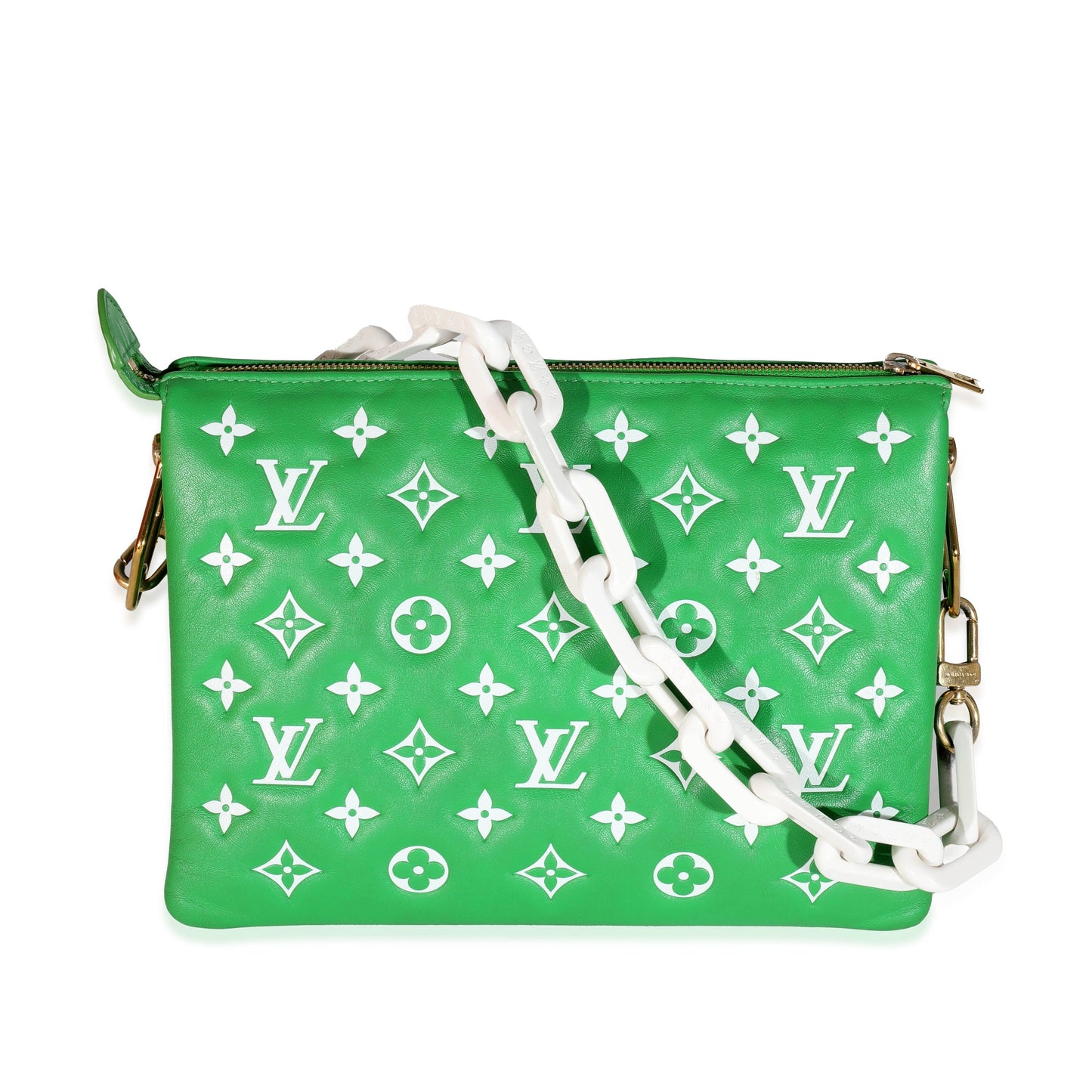 Louis Vuitton Puffy Coussin PM Monogram Lambskin White Green Handbag