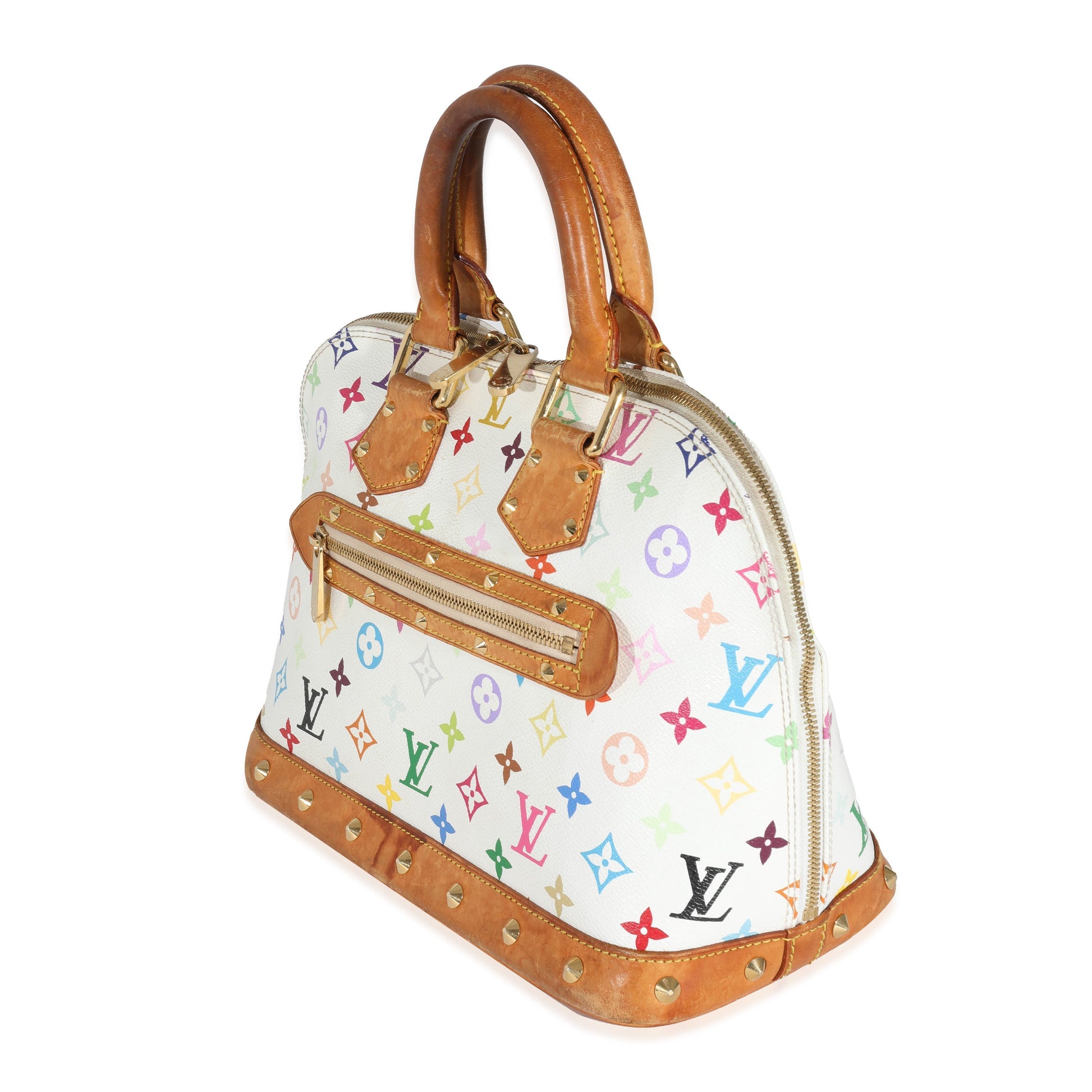 Louis Vuitton x Takashi Murakami Multicolore Alma Monogram Canvas White Handbag