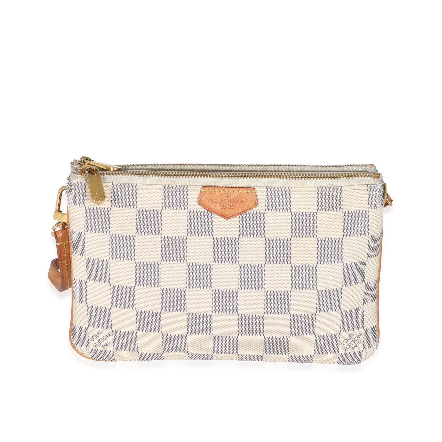 Louis Vuitton Damier Azur Double Zip Pochette Canvas Clutch Bag