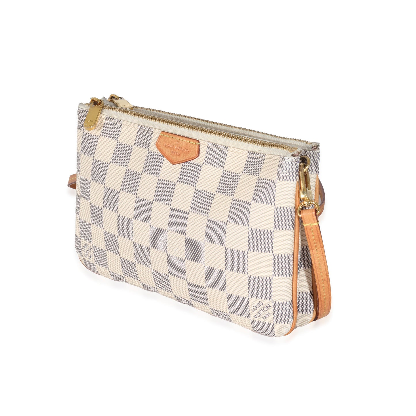 Louis Vuitton Damier Azur Double Zip Pochette Canvas Clutch Bag