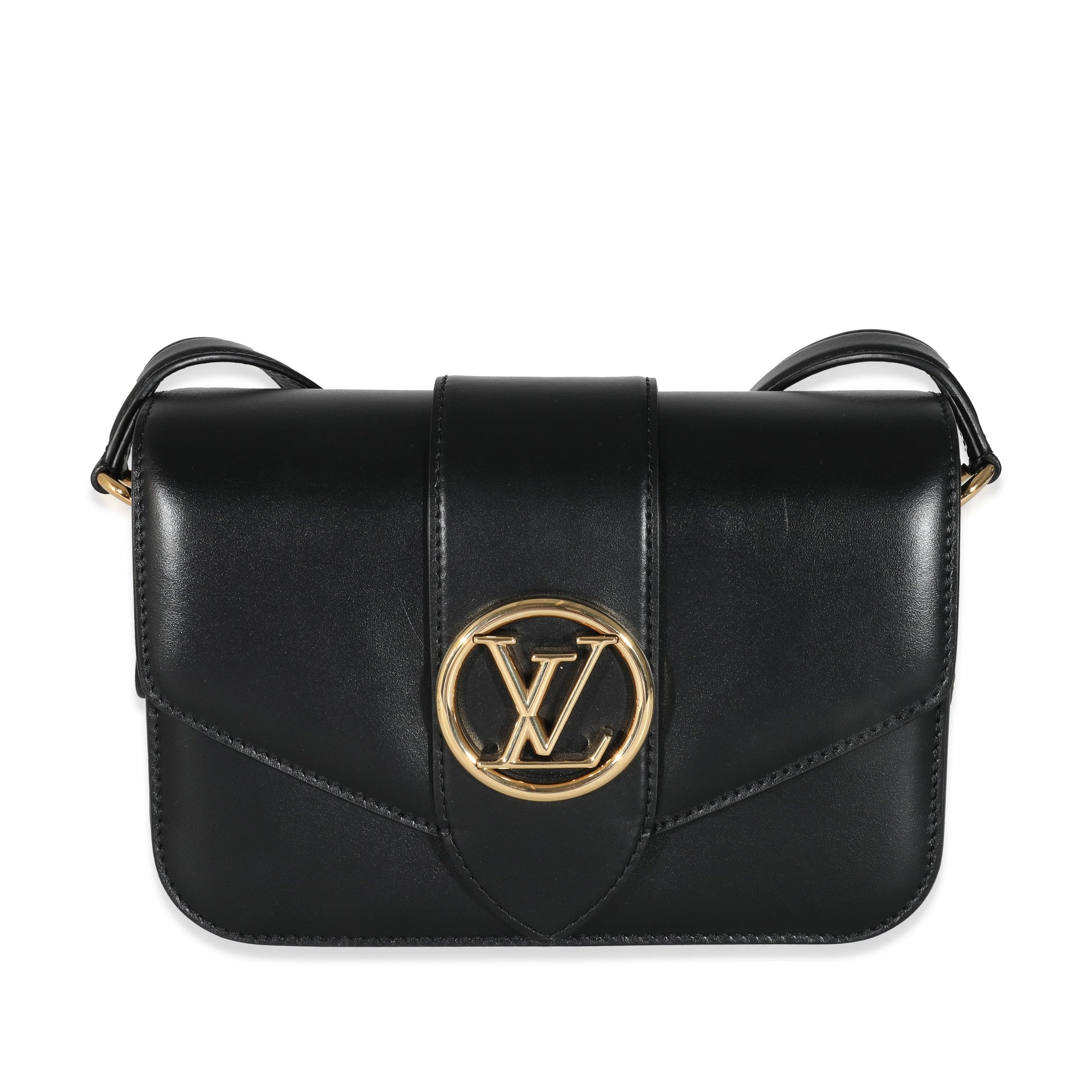 Louis Vuitton Smooth CalfskinPont 9 MM Black Handbag