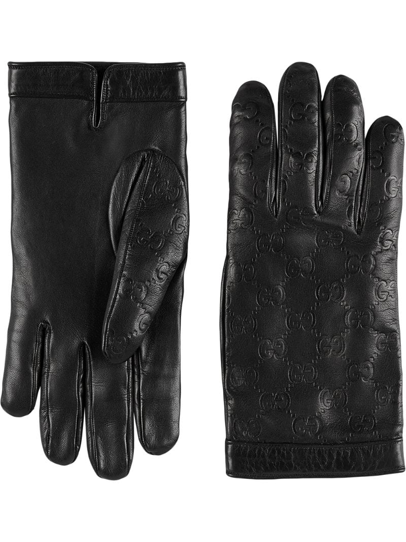 Gucci - Gucci Signature gloves - men - Cashmere/Leather - 9, 9.5, 8.5, 8 - Black