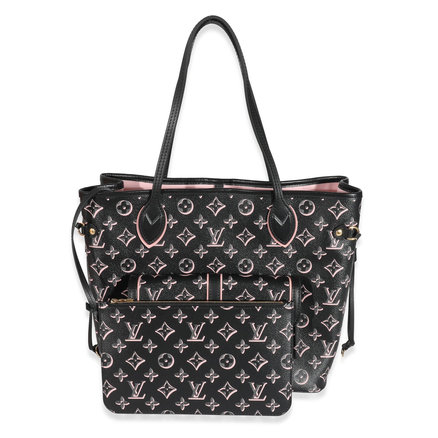 Louis Vuitton Fall You Neverfull MM Monogram Canvas Black Pink Tote Bag Neverfull Mm