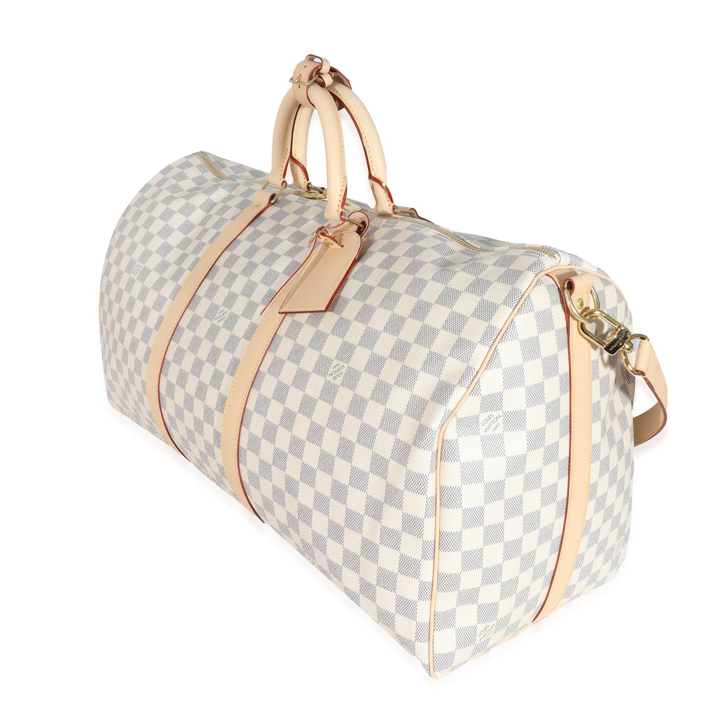 Louis Vuitton Damier Azur Keepall Bandoulière 55 Canvas Handbag