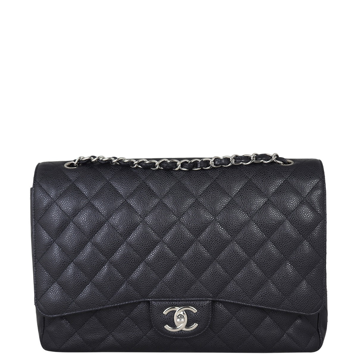 Chanel Classic Double Maxi Caviar Handbag Black Flap