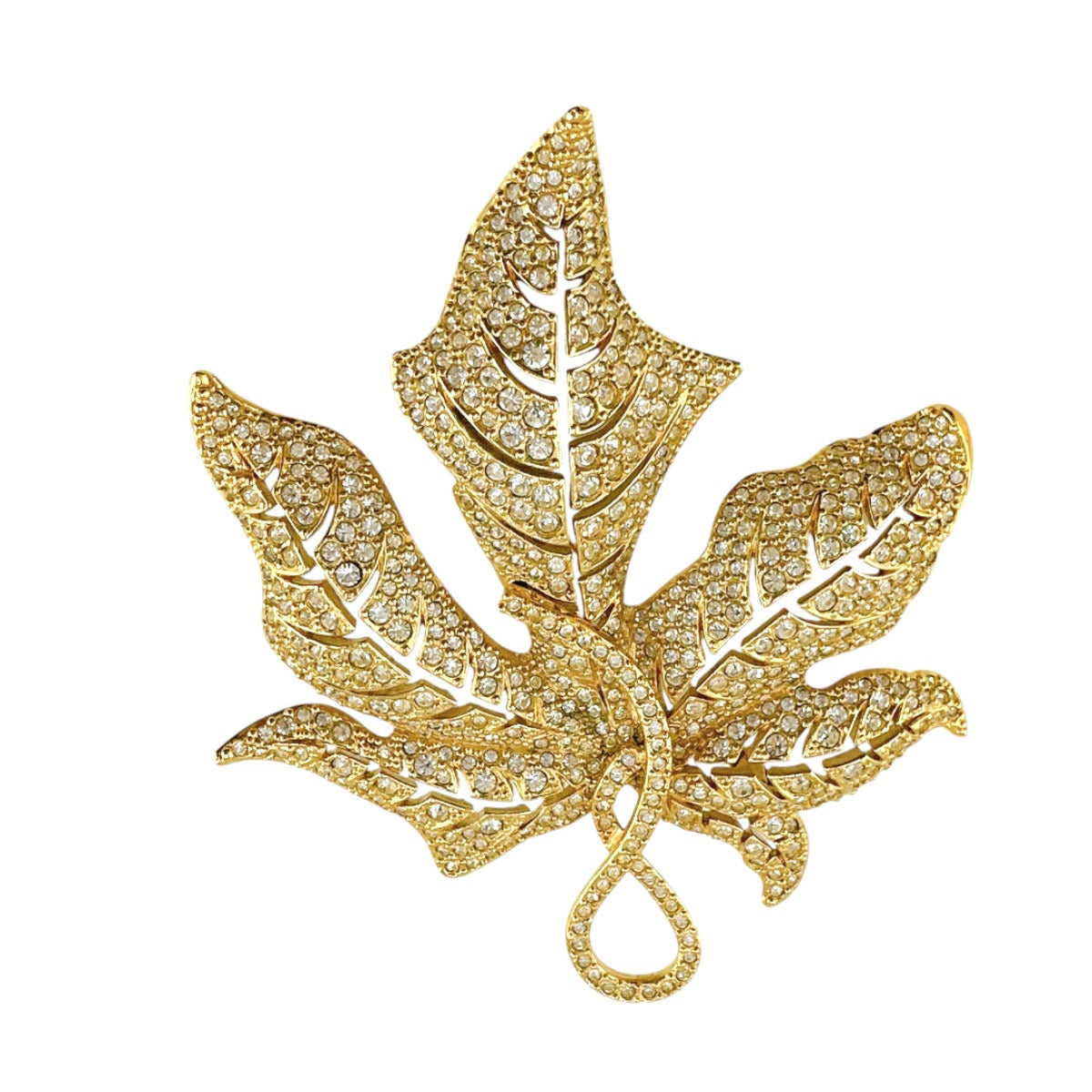 Dior Christian Brooch Metal Rotating Pin Type Leaf Gold Travel Bag