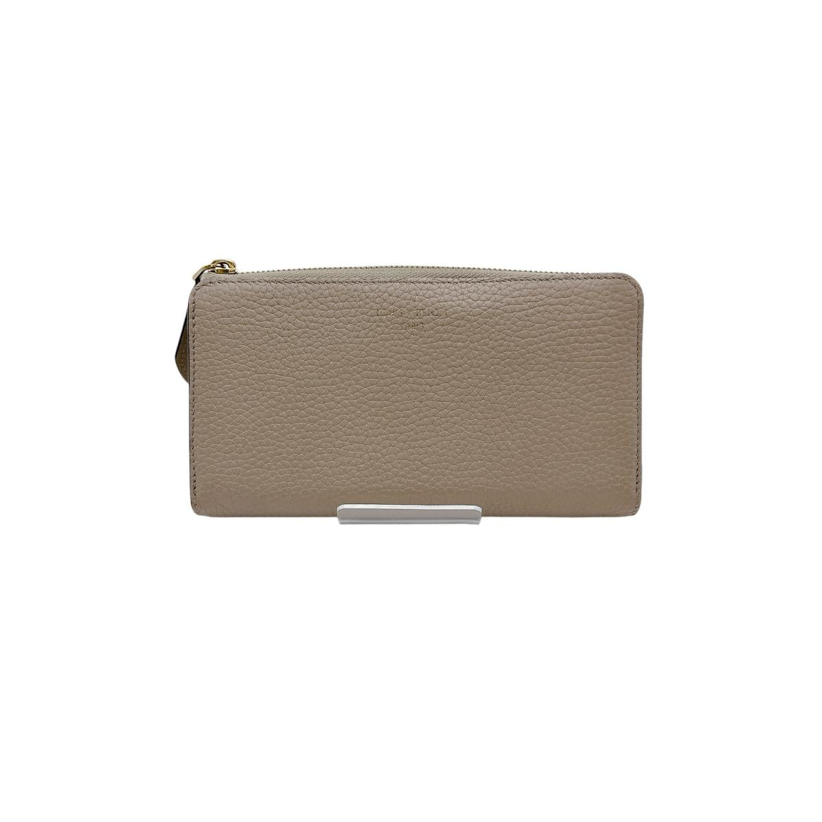 Louis Vuitton Long Purse M63104 Cowhide L-shaped Leather Beige Wallet Case